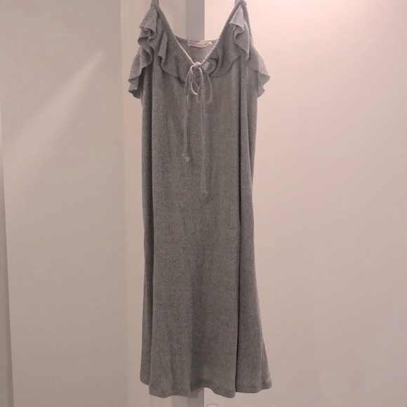 NEW [Anthropologie] Maronie Grey Ribbed Adjustable Spaghetti Strap Dress Size M - Picture 4 of 10